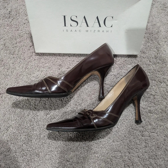 Isaac mizrahi heels size 8.5 brown leather pumps - Picture 3 of 10